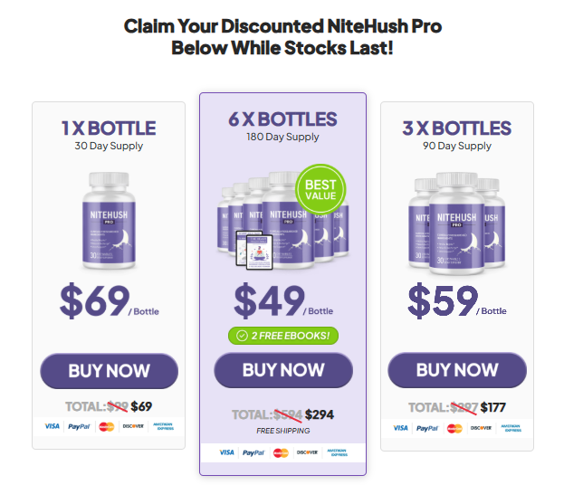 NiteHush Pro Pricing Packages