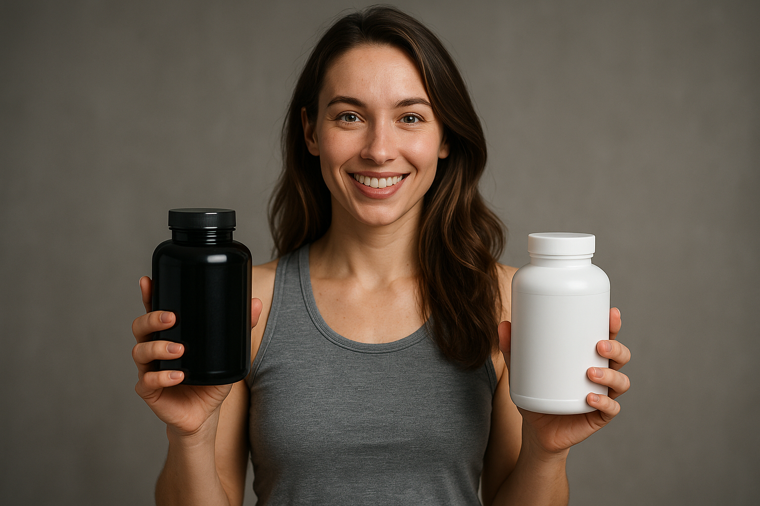 Person showcasing various supplement options for building custom stacks
