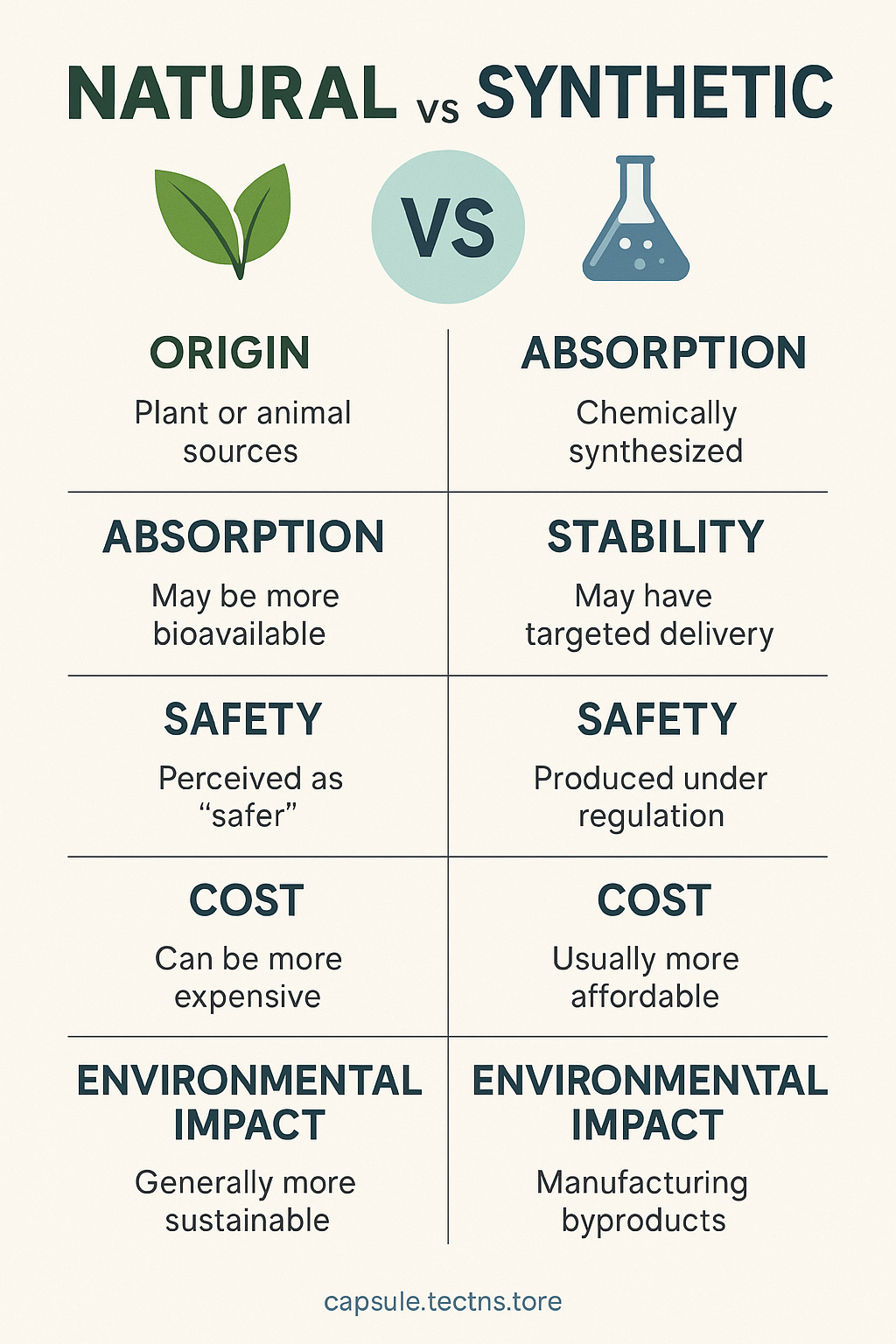 Infographic Natural vs Synthetic Capsules