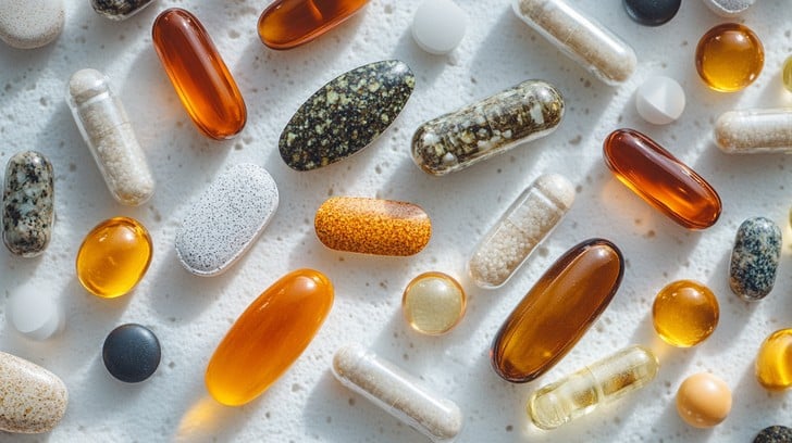 Variety of supplement pills and capsules